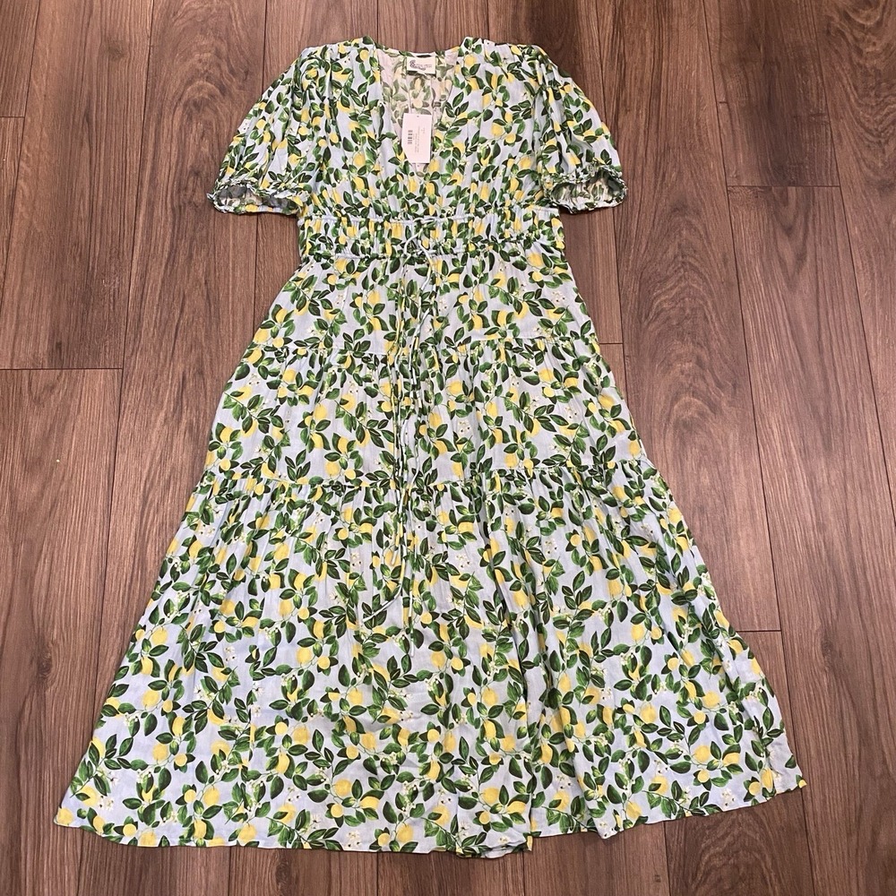 Erica Wilson Nantucket ISABEL MIDI DRESS MEET ME FOR A LEMONADE Medium